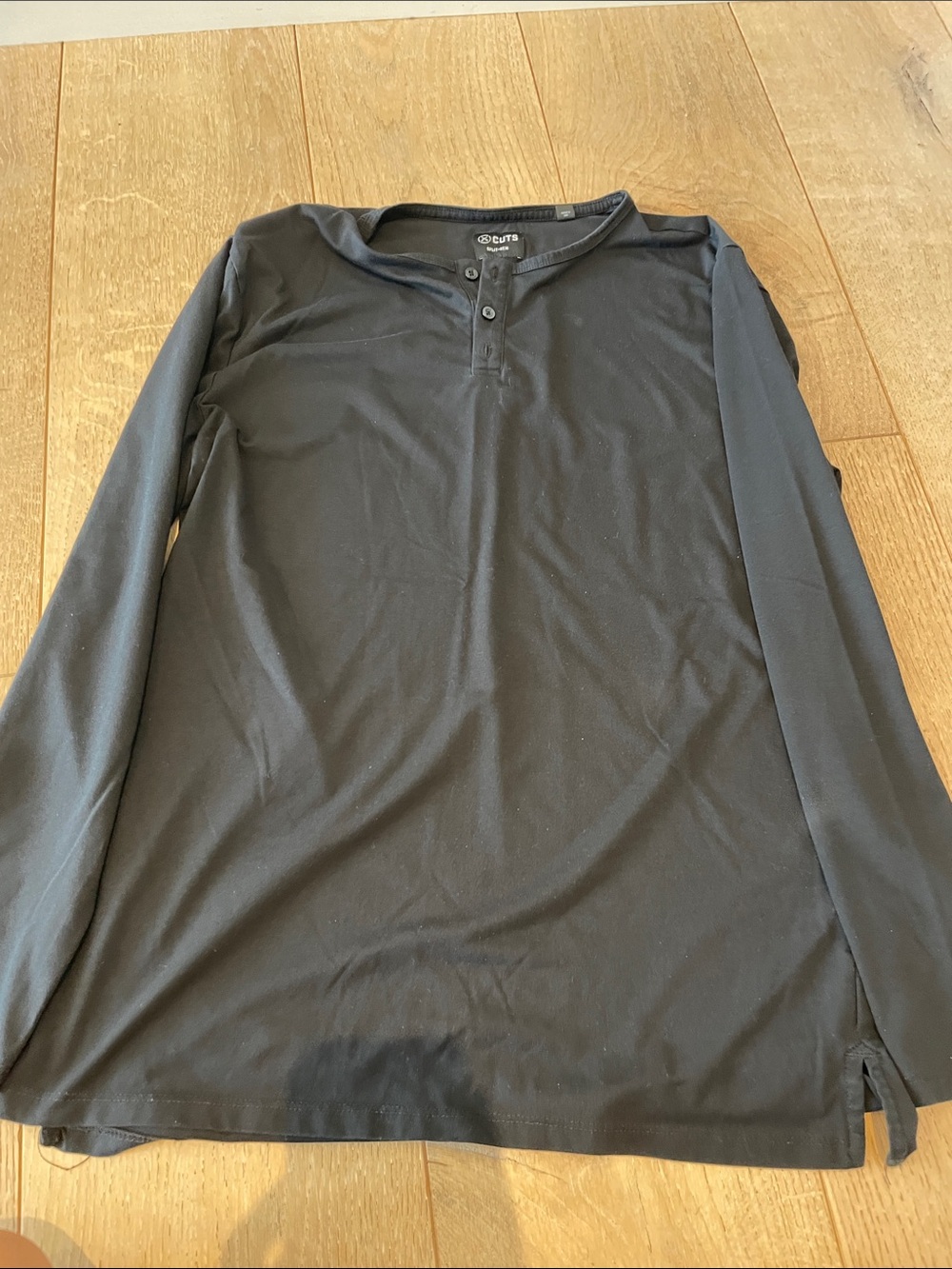 Cuts Clothing Black Long Sleeve Henley